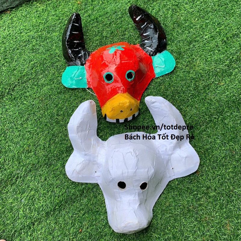 Mặt nạ giấy bồi truyền thống hình con vật ngộ nghĩnh chơi trung thu và sáng tạo tô vẽ