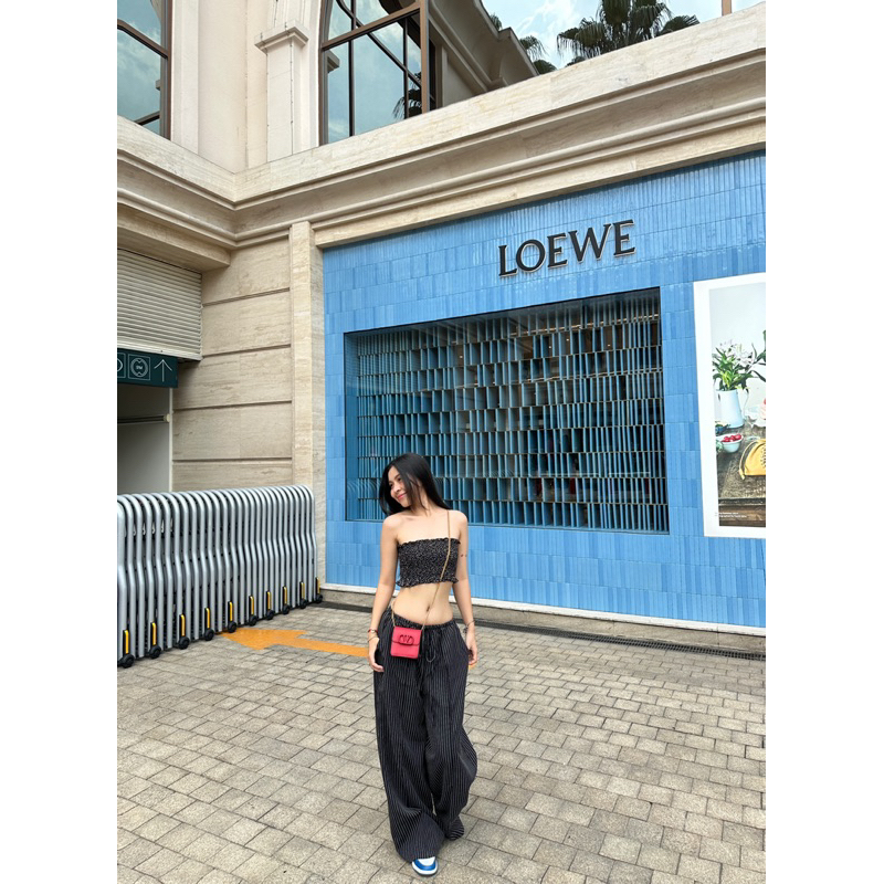 Quần dài linen ống rộng kẻ sọc Remmus cho nữ