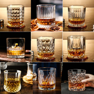 Bộ 6 Ly thủy tinh uống whisky 210ml đến 350ml, Cốc uống rượu mạnh, cold brew, trà, cà phê muối