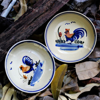 Bộ Chén Dĩa Tô Con Gà Trống - Dành Cho 2 Người - Gốm Lái Thiêu - Gốm Xưa Cho Người Hoài Niệm - Gốm Sứ Nam Bộ