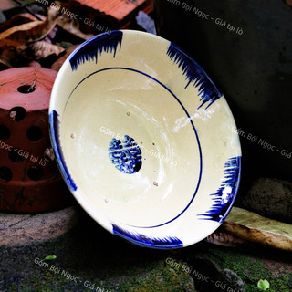 Tô Gốm Xưa Phết Xanh Nam Bộ - Tô Tượng Size Đại 21cm - Gốm Lái Thiêu - Gốm Xưa Cho Người Hoài Niệm