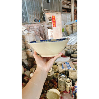 Tô Gốm Xưa Phết Xanh Nam Bộ - Tô Tượng Size Đại 21cm - Gốm Lái Thiêu - Gốm Xưa Cho Người Hoài Niệm