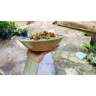 Dĩa Lòng Sâu Vẽ Gà/Hoa/Cá/Phết/Chỉ Xanh/Lá (Dĩa Ảo) Size Đại Đường Kính 20cm - Gốm Xưa Lái Thiêu Cho Người Hoài Niệm
