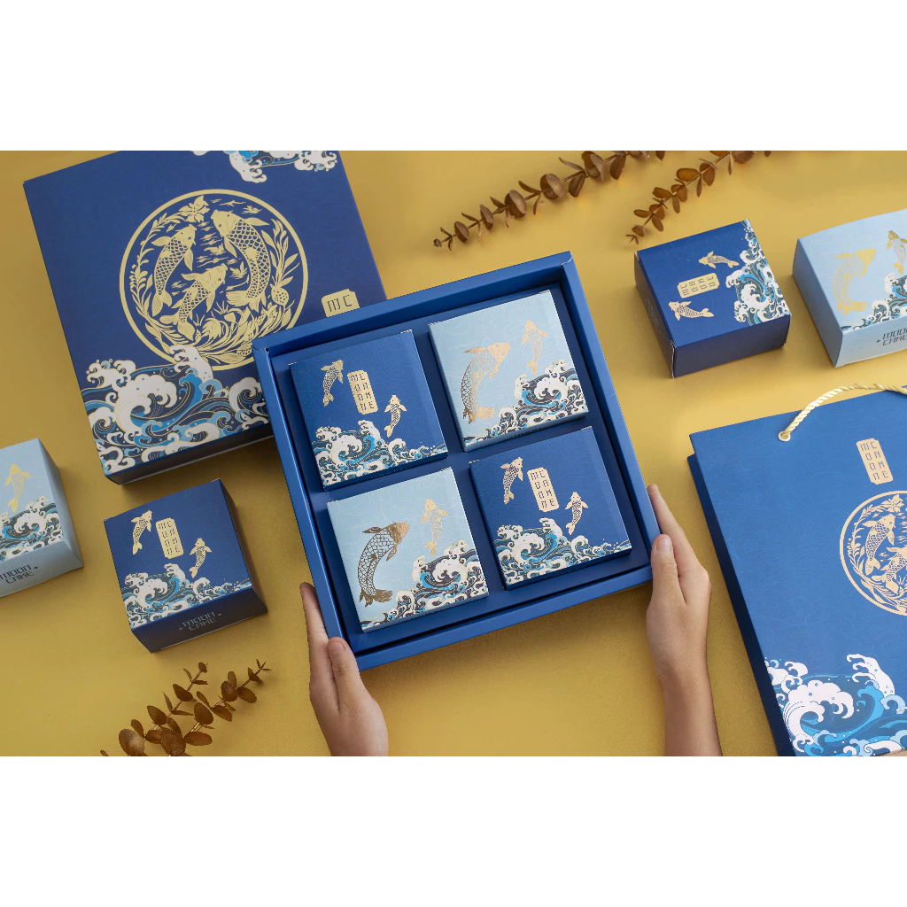 🌜Kèm dao dĩa🌛 Hộp Quà 4 Bánh Trung Thu Truyền Thống 180g TÔN CÙ - XUÂN ĐỈNH