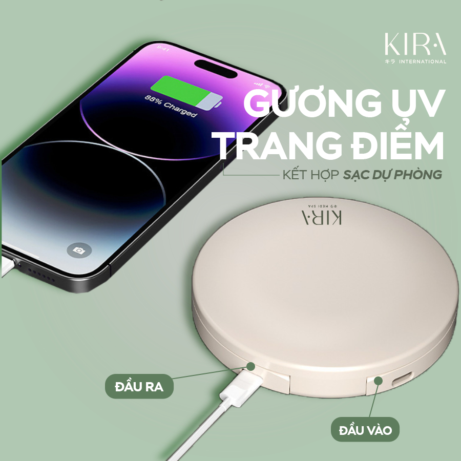 Gương cầm tay có camera UV Kira công nghệ FENCHILIN soi kem chống nắng (TẶNG KÈM THẺ ĐO UV)