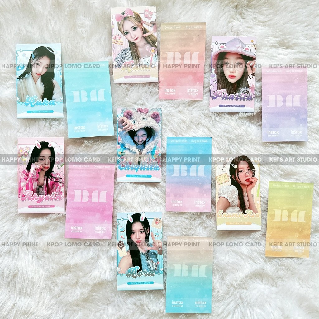 [GOM IN] Set 100c card des babymonster Ruka, Pharita, Asa, Ahyeon, Rami, Rora và Chiquita - thẻ ảnh thiết kế nhóm nhạc