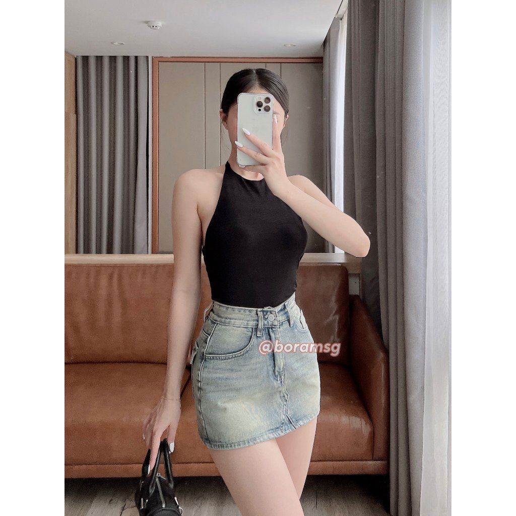 Chân váy jean nữ ngắn, chân váy body tôn dáng BORAM SG (có quần bảo hộ)