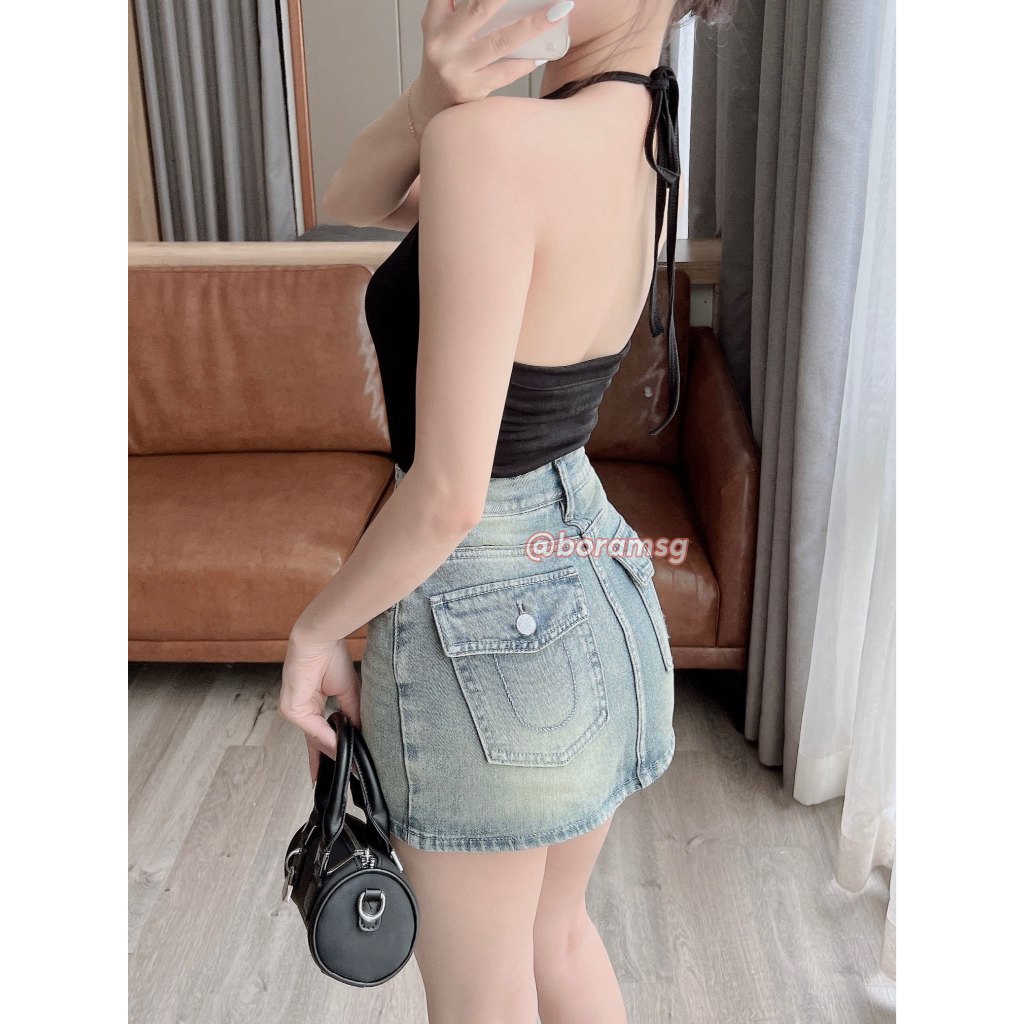 Chân váy jean nữ ngắn, chân váy body tôn dáng BORAM SG (có quần bảo hộ)