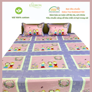 Drap ga chun mỏng vỏ gối Everon AMI màu hồng tím đáng yêu cho bé 1m6*2m và 1m8*2m