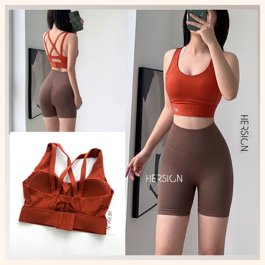 Set tập gym nữ Áo bra thể thao quần ngố biker nữ HERSIGN-SMIXB10N20A BST HERSIGN Bare Form