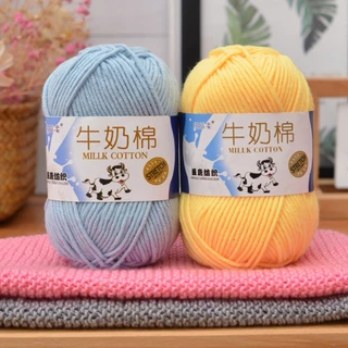 [Bông bán Len] Len milk bò 50gram móc thú, làm hoa nhiều màu mền mịn