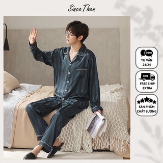 Bộ quần áo ngủ nam mặc nhà dài tay cao cấp vải lụa satin - Since Then
