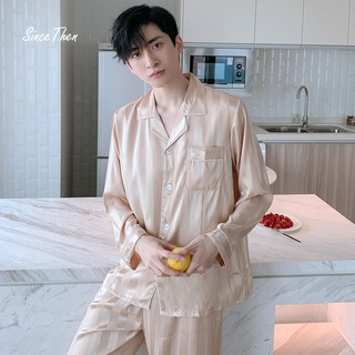 Bộ quần áo ngủ nam mặc nhà dài tay cao cấp vải lụa satin - Since Then