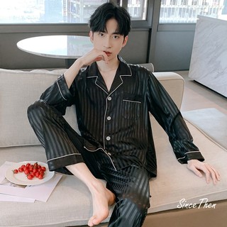 Bộ quần áo ngủ nam mặc nhà dài tay cao cấp vải lụa satin - Since Then