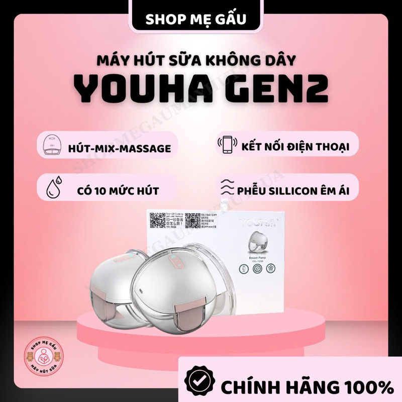 Máy hút sữa Youha Gen 2 hàng chính hãng - có kết nối điện thoại