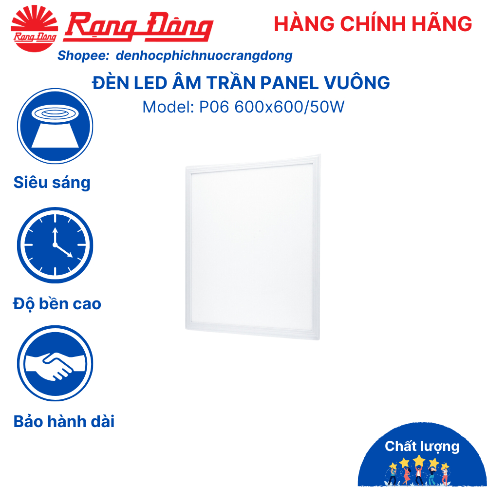 Đèn led âm trần panel vuông P06 600x600/50W siêu sáng tiết kiệm điện ...