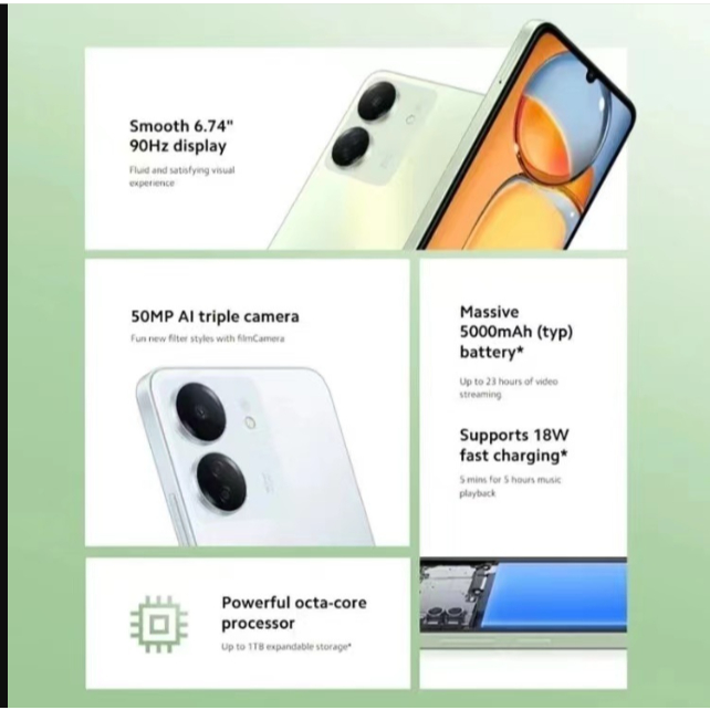 Điện thoại di động Xiaomi Redmi 13C 5G mới 8 GB RAM/256 GB - Xác thực - HD+ IPS LCD 6,74 inch Bàn chải đánh răng điện - ảnh 4