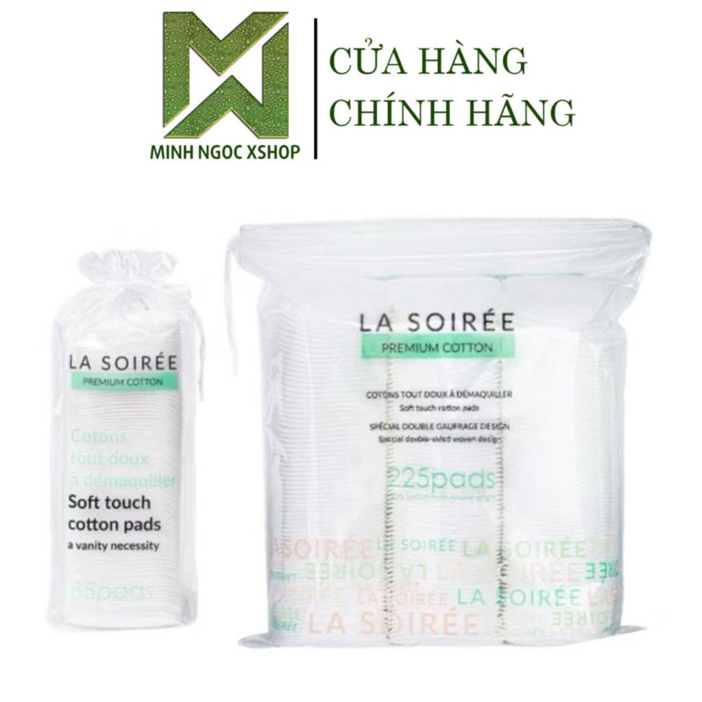 Ảnh Bông tẩy trang 100% sợi Cotton La Soirée 85 - 225 miếng, bông tự nhiên mềm mịn thấm hút tốt ( La Soiree ) 1
