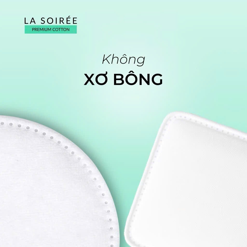 Ảnh Bông tẩy trang 100% sợi Cotton La Soirée 85 - 225 miếng, bông tự nhiên mềm mịn thấm hút tốt ( La Soiree ) 4