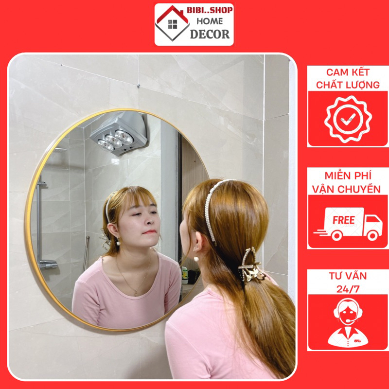 Gương Treo Tường Tròn Khung Hợp Kim Nhôm Cao Cấp, Gương nhà tắm khung kim loại màu sắc đẹp dễ dàng lựa chọn