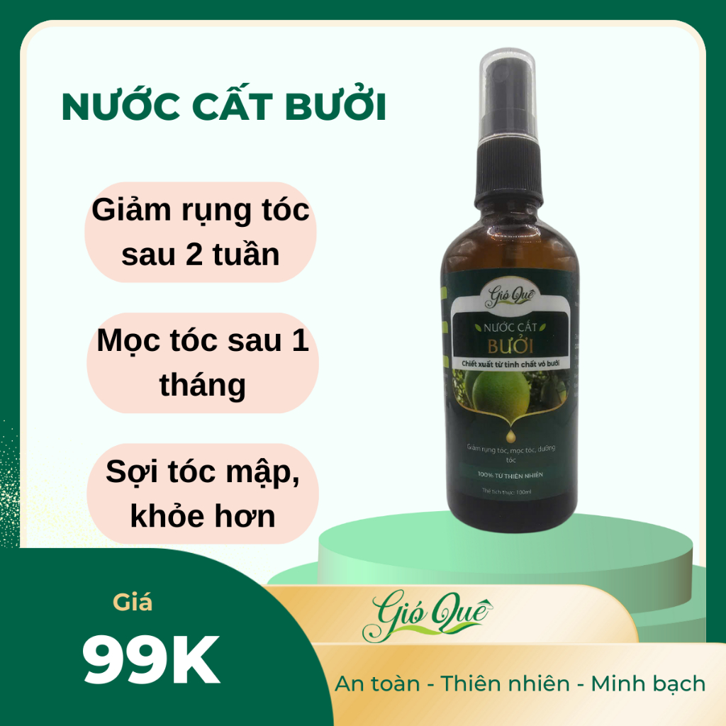 Nước cất bưởi - mọc tóc, giảm rụng tóc, mập sợi tóc