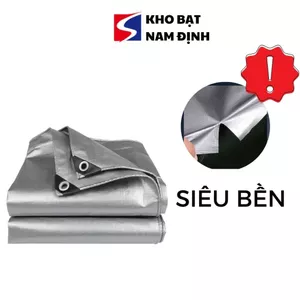 Bạt che mưa nắng màu xám bạc PE cao cấp, đóng khoen sẵn, rài đều 4 cạnh