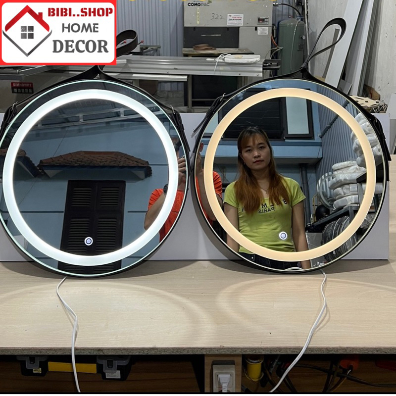 Gương Trang Điểm Treo Tường Dây Da LED Cao Cấp Decor Phòng Ngủ Phòng Tắm