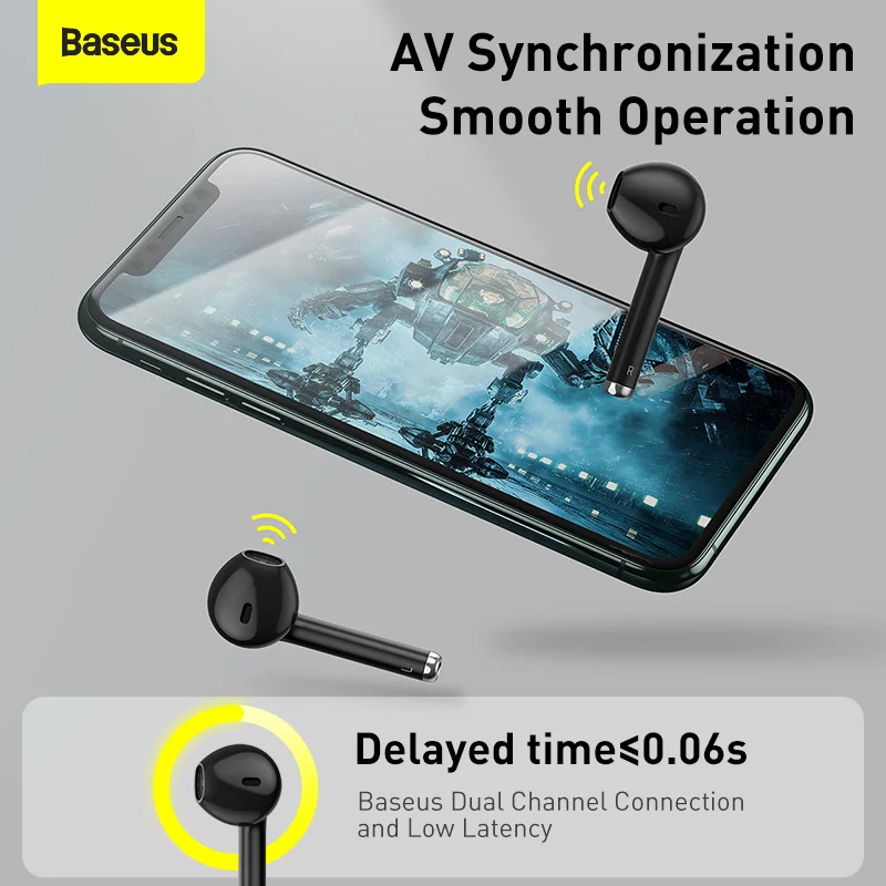 Tai Nghe Bluetooth Baseus Encok True Wireless Earphones W04 TWS Gen 2 Wireless Charger, New Model
