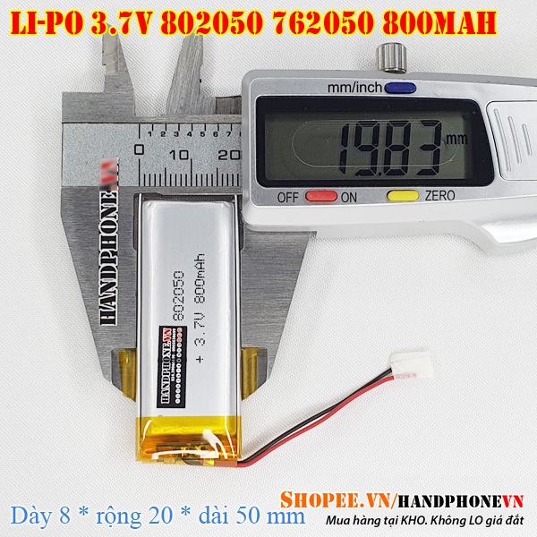 Pin Li-Po 3.7V 800mAh 802050 762050 (Li-Polymer) cho Bàn Phím Bluetooth ...