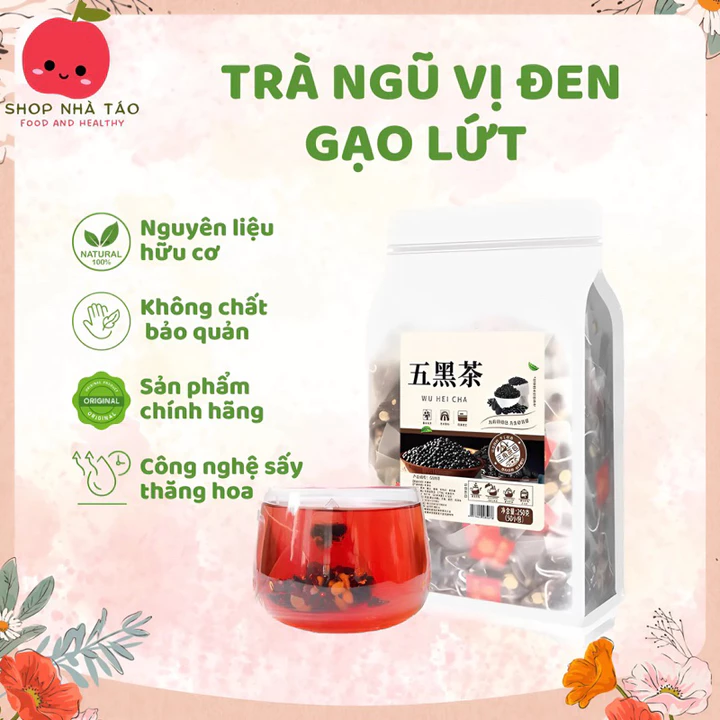 Trà ngũ vị đen/trà gạo lứt mix vị/trà ngũ hắc túi lọc tiện lợi đẹp da, tốt cho tóc, tóc đen dày (gói 50 túi lọc)
