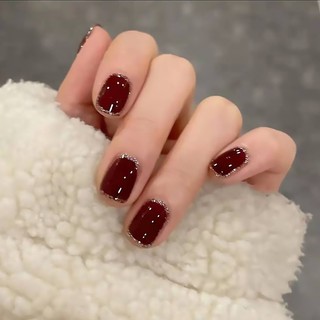 Set 24 Móng Tay Giả, Nail Box Nhiều Kiểu Xinh Xắn Có Keo Dán Móng Tiện Dụng Tone Nâu-đỏ