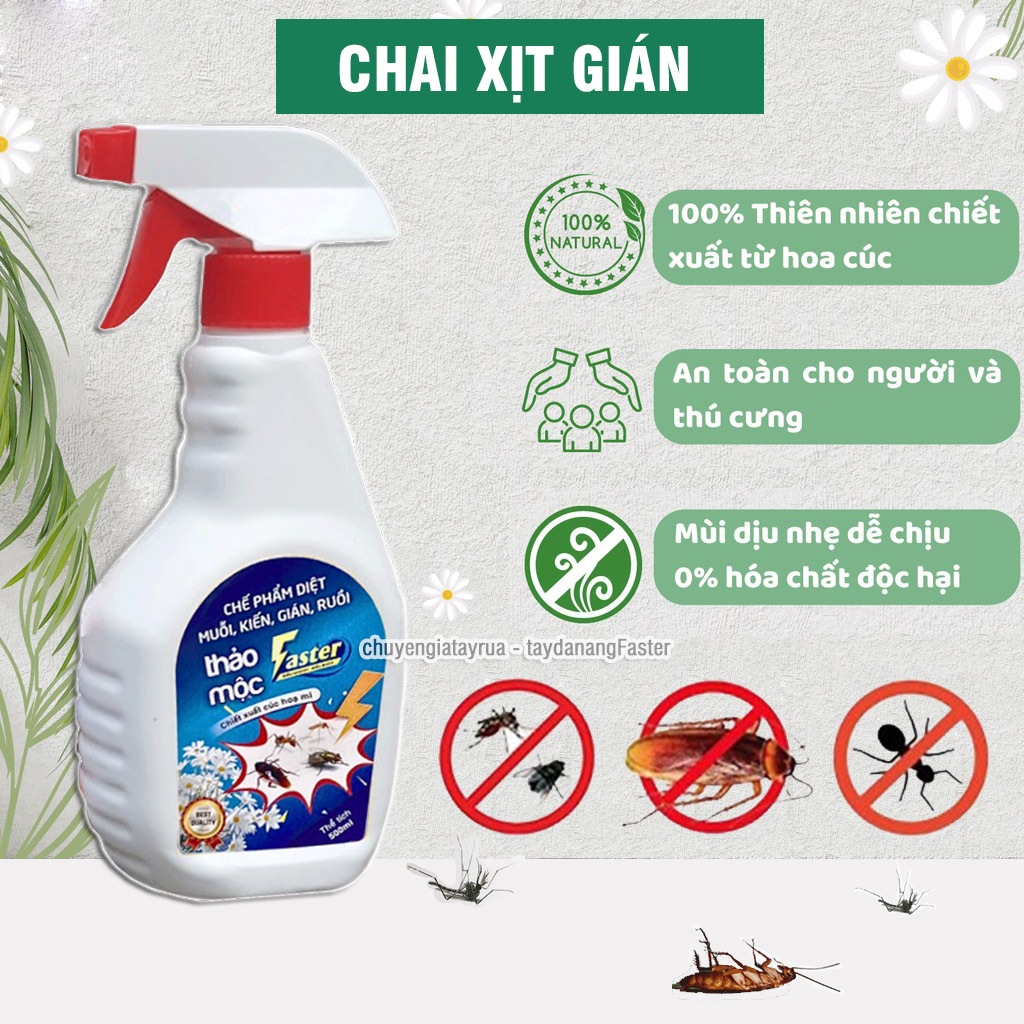 Bình Xịt Diệt Gián FASTER Sinh Học, 100% Thiên Nhiên Hương Quế, An Toàn ...