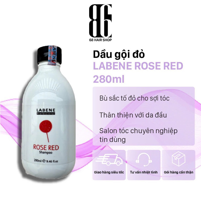 Dầu gội đỏ LABENE ROSE RED 280ml bù sắc tố đỏ giúp màu tóc tươi sáng ...
