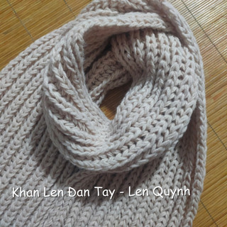KHĂN LEN ĐAN TAY BE SÁNG (KEM)- kiểu đan cốt ăng lê - len Vĩnh Thịnh sợi to - quà tặng handmade độc đáo ý nghĩa