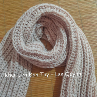 KHĂN LEN ĐAN TAY BE SÁNG (KEM)- kiểu đan cốt ăng lê - len Vĩnh Thịnh sợi to - quà tặng handmade độc đáo ý nghĩa