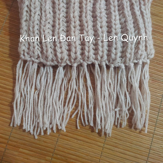 KHĂN LEN ĐAN TAY BE SÁNG (KEM)- kiểu đan cốt ăng lê - len Vĩnh Thịnh sợi to - quà tặng handmade độc đáo ý nghĩa