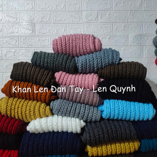 KHĂN LEN ĐAN TAY MÀU ĐEN - kiểu đan cốt ăng lê - len Vĩnh Thịnh sợi to - quà tặng handmade độc đáo ý nghĩa