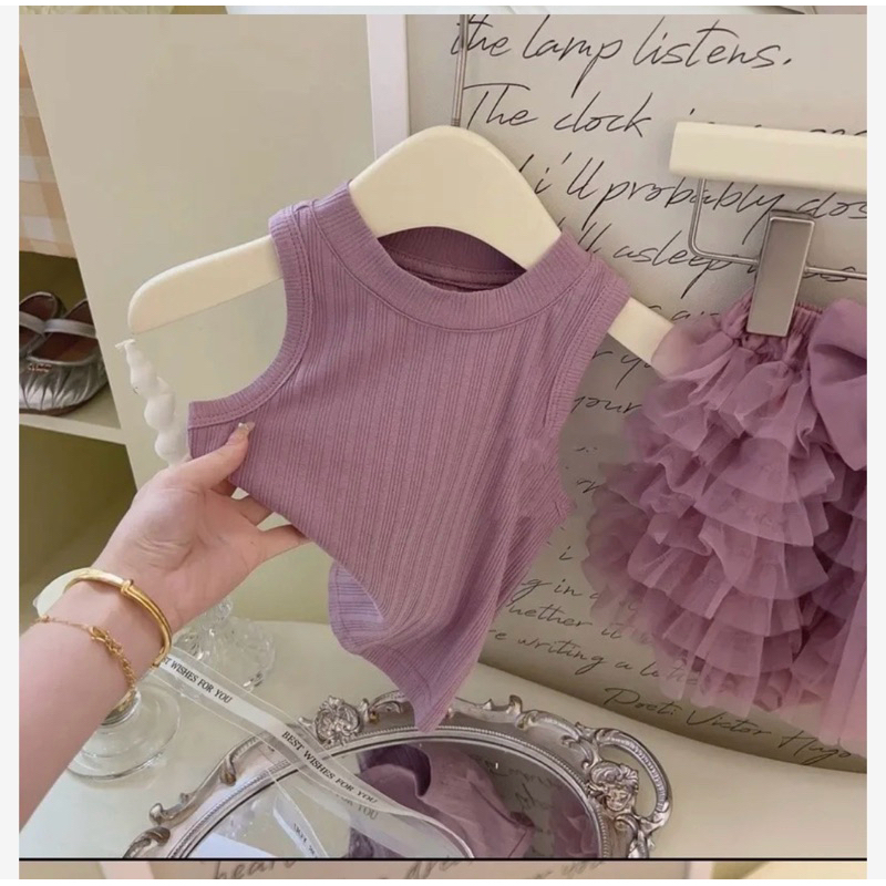 (bụ bẫm, bụng bự lấy lên size) Sét chân váy tutu tím kèm áo cho bé gái 4-18kg