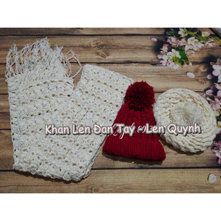 Khăn len đan tay cho nữ - kiểu đan hoa cúc đẹp mắt - Quà tặng handmade ý nghĩa
