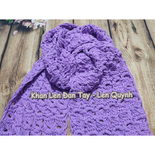 Khăn len đan tay cho nữ - kiểu đan hoa cúc đẹp mắt - Quà tặng handmade ý nghĩa