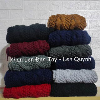 Khăn len đan tay cẩn thận từng mũi - Kiểu đan vặn thừng hoa rêu đẹp mắt - Quà tặng thủ công ý nghĩa, độc đáo