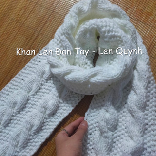 Khăn len đan tay cẩn thận từng mũi - Kiểu đan vặn thừng hoa rêu đẹp mắt - Quà tặng thủ công ý nghĩa, độc đáo
