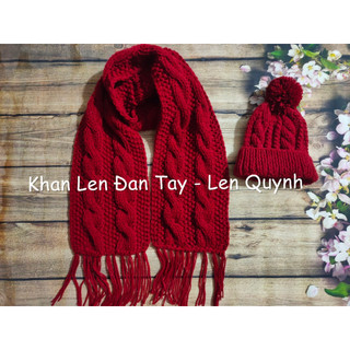 Khăn len đan tay cẩn thận từng mũi - Kiểu đan vặn thừng hoa rêu đẹp mắt - Quà tặng thủ công ý nghĩa, độc đáo