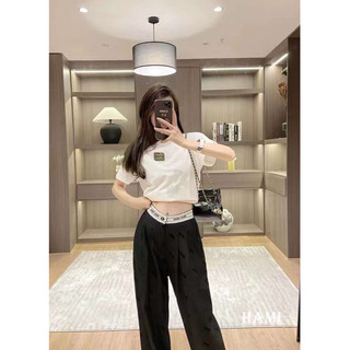 QCCC Q8702 Quần suông vải M I U cạp chữ phối trắng siêu đẹp xịn sò