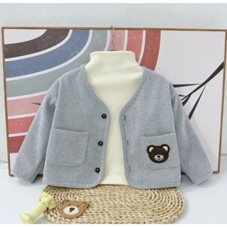 ÁO KHOÁC LEN TĂM KIỂU DÁNG HAN QUỐC CHO BÉ SIZE 6-18KG BEN EM GIAO MÀU NGÂU NHIÊN THEO GIỚI TÍNH XANH VÀNG HỒNG KEM ,,,