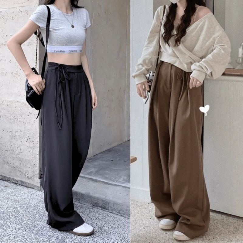 55-100KG Quần Ống Rộng Bigsize Thắt Dây Nơ Quần Tây Ống Suôn - MÃ 51