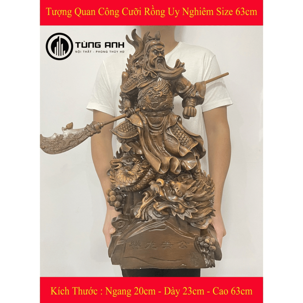 Tượng Quan Công Cưỡi Rồng Uy Nghiêm Size 63cm - Phong Thủy Mang Lại Sự ...