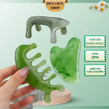 Dụng Cụ Massage ấn Huyệt Đá Xanh Ngọc Tim Đá, Ếch Đá, Én Đá, Lược, Ống Cạo Gió - Mát Xa Ấn Huyệt - Dụng Cụ Diện Chẩn
