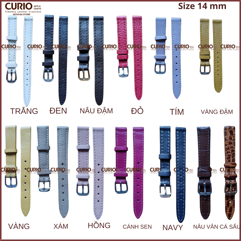 Dây đồng hồ nữ da bò thật 100%, tặng full tool thay, khóa gài và bộ chốt cao cấp - BH 1 năm - WSB CURIO LEATHER