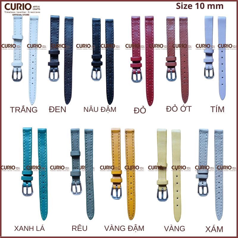 Dây đồng hồ nữ da bò thật 100%, tặng full tool thay, khóa gài và bộ chốt cao cấp - BH 1 năm - WSB CURIO LEATHER